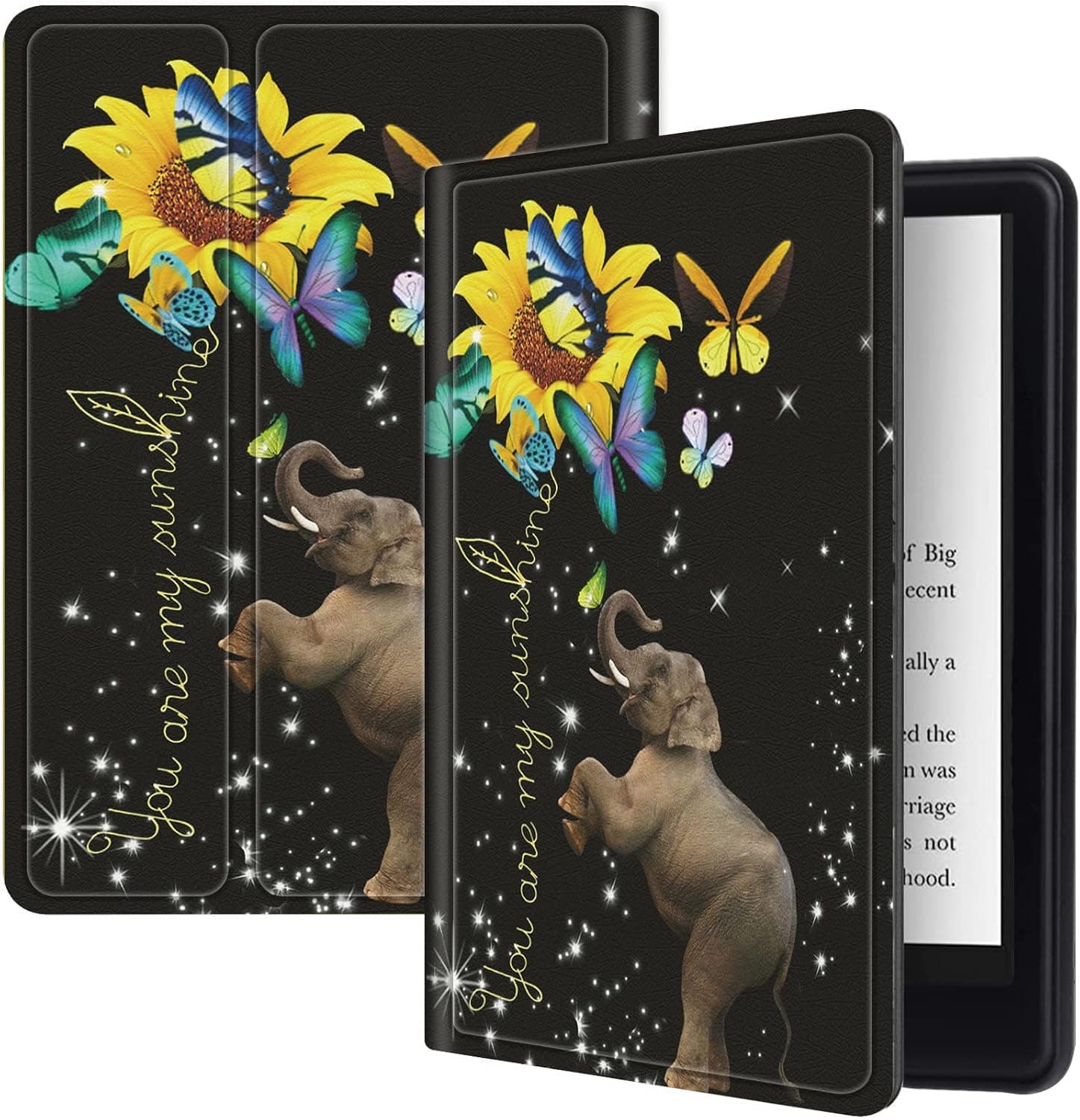 JStar Case for Kindle Paperwhite (10th Generation-2018 Release), Cute E Sunflowers Design Shockproof Smart Cover with Adjustable Stand & Auto Wake/Sleep