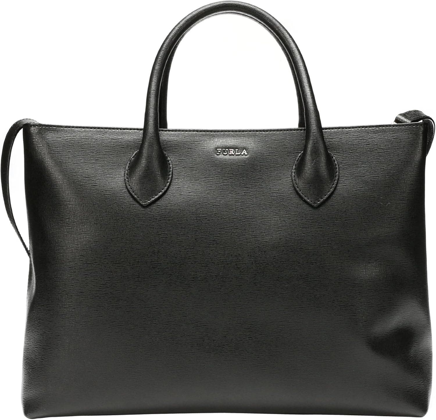 Furla MARTHA Saffiano Leather Convertible Satchel Tote Crossbody Shoulder Hand Bag (Onyx)