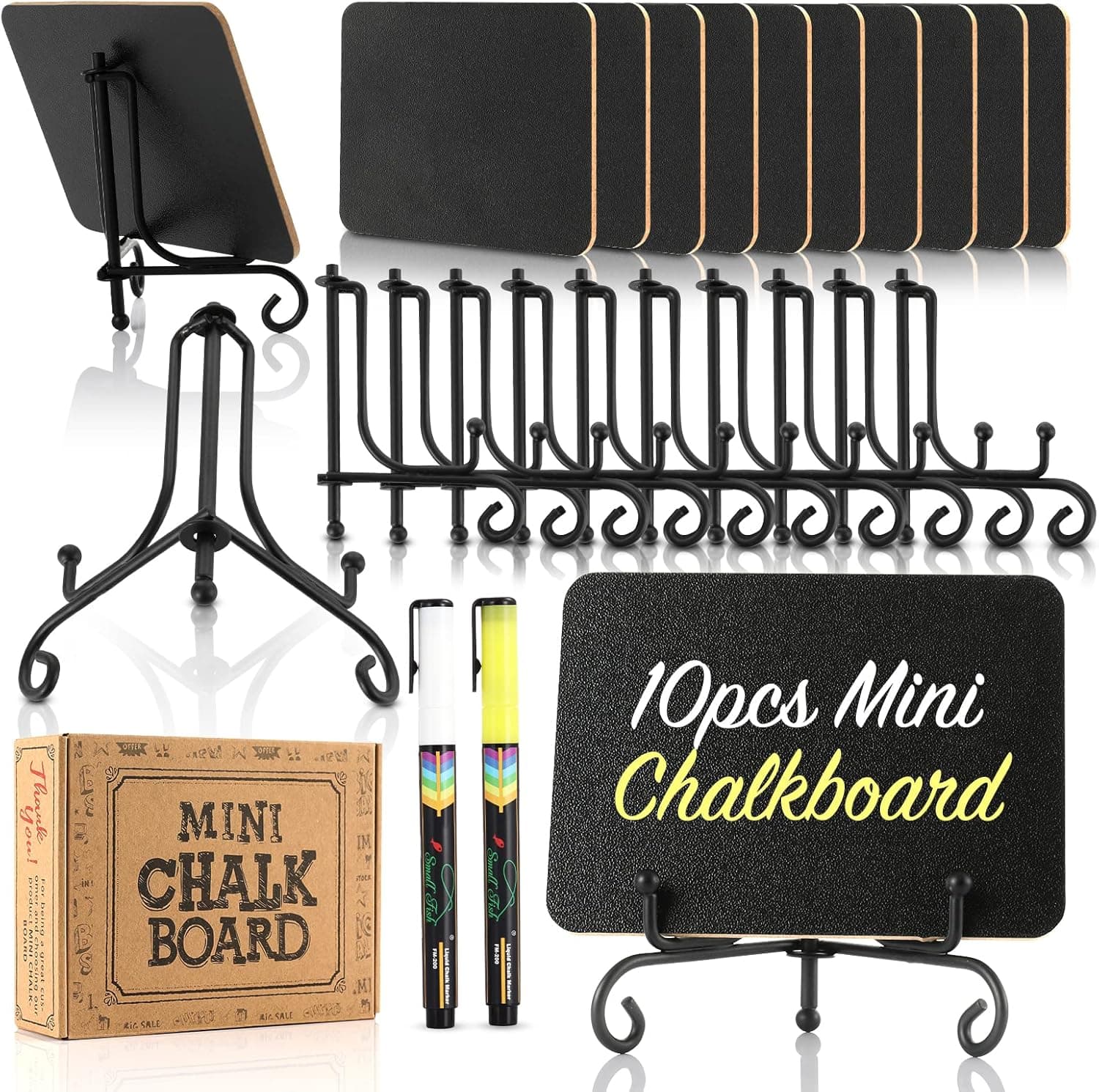 Mini Chalkboard Signs for Food, 10 Pack Food Name Tags or Cards for Chafing Dish Buffet Set with Stand, Small Chalk Board Labels for Mimosa Bar Supplies or Serving Dishes for Entertaining with 2 Pens