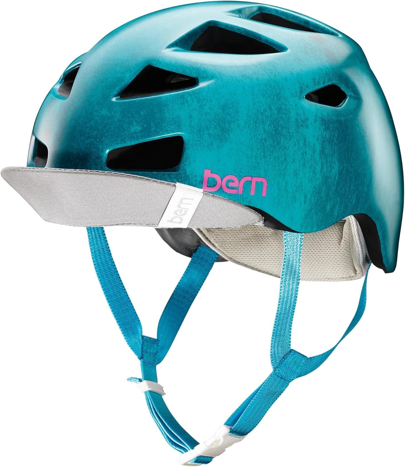Bern 2016 Women's Melrose Summer Bike Helmet w/ Visor (Satin Blue Acid Wash, M/L)