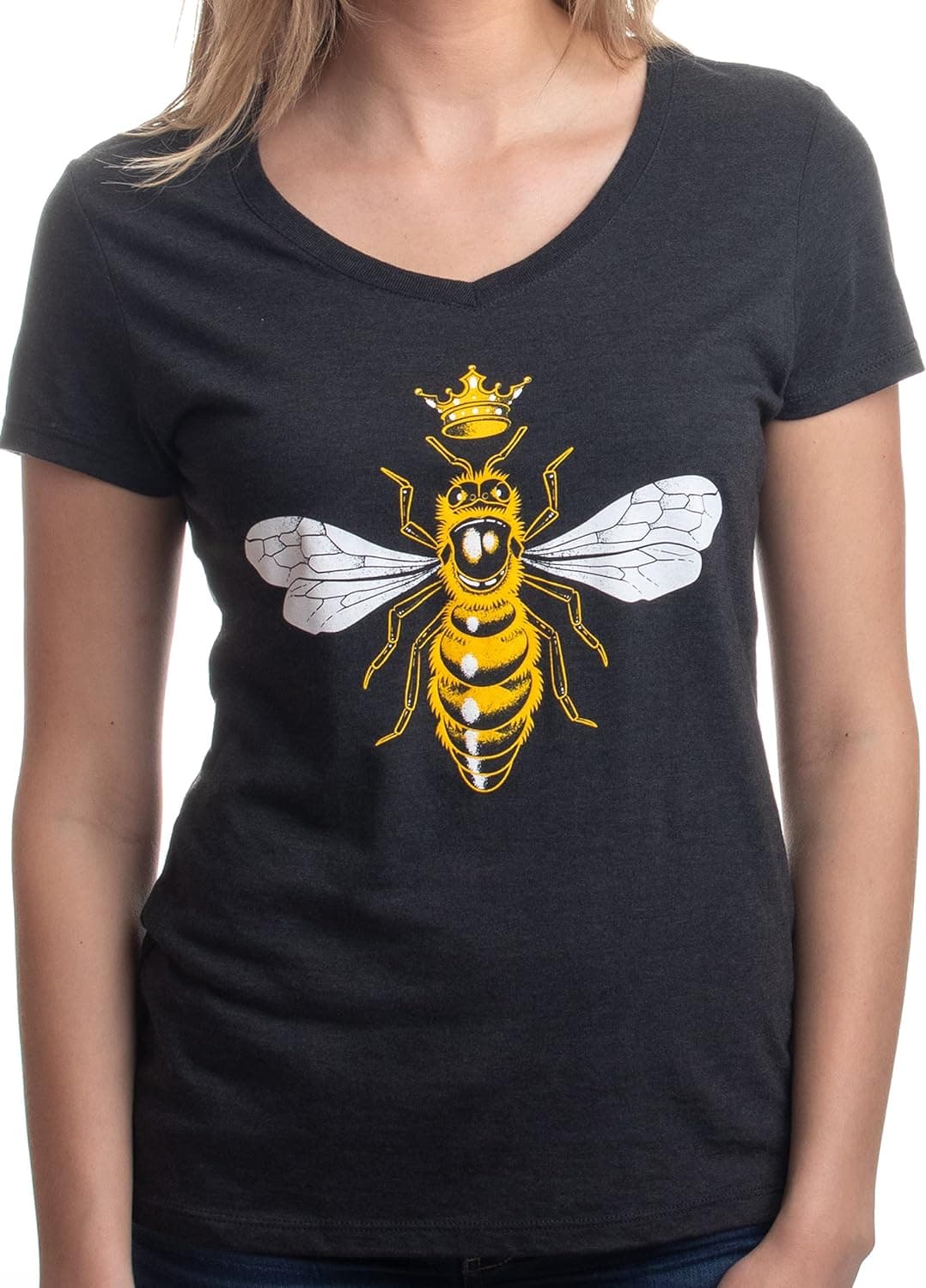 Queen Bee | Funny, Cute, Cool Boss Lady Crown Alpha Top, Women's V-Neck T-Shirt