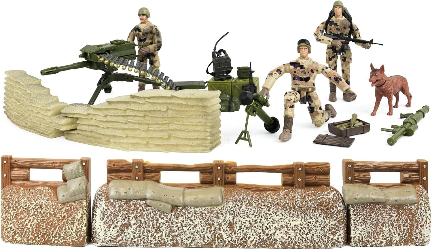 Click N' Play Military Toy Play Set | Trench Defense Unit Action Figures | 25 Pieces Army Men Toys for Boys | Military Toys for 3 Year Old Boys and Older