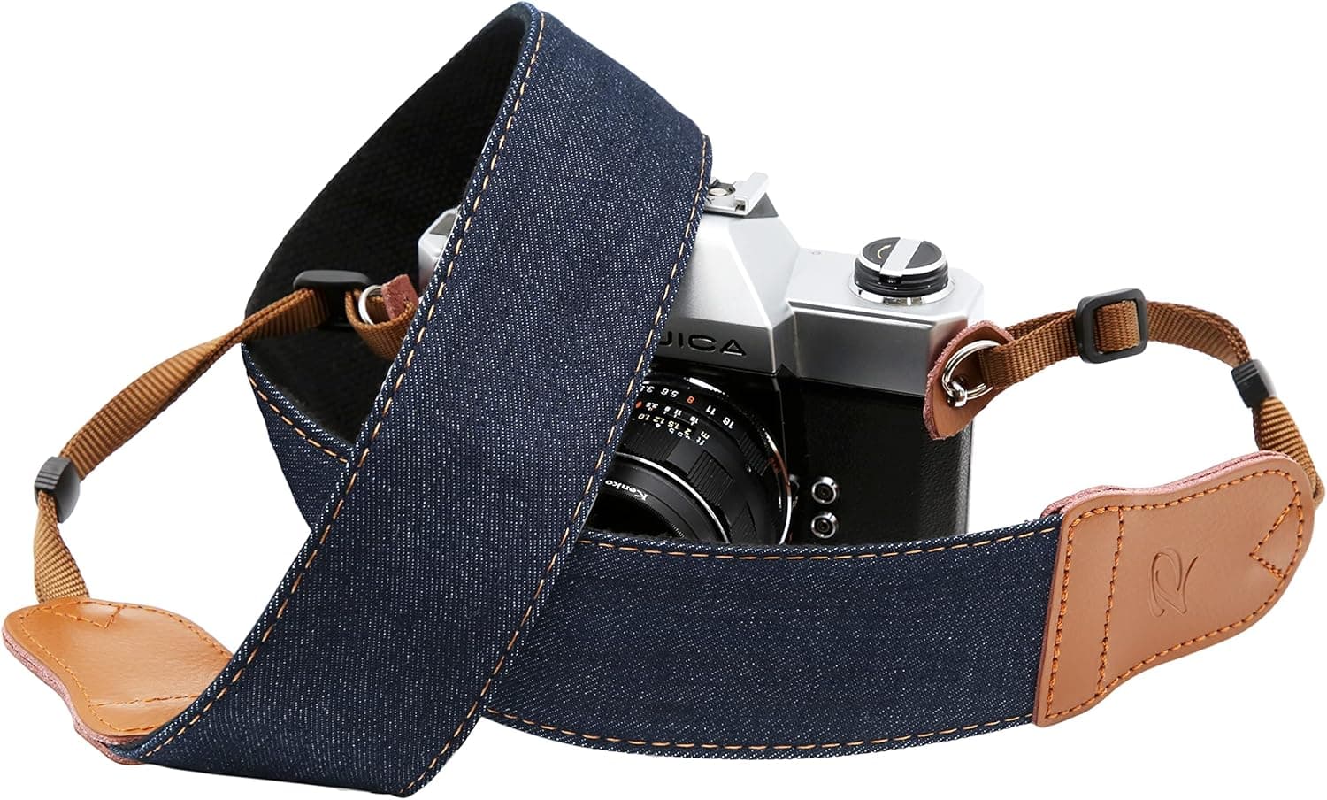 Blue Jeans Camera Strap - 2" Cowboy Pure Cotton Woven Camera Strap,Universal Neck & Shoulder Strap with Double Layer Cowhide Ends, Adjustable for All DSLR / SLR Cameras,Best Gifts for Photographers