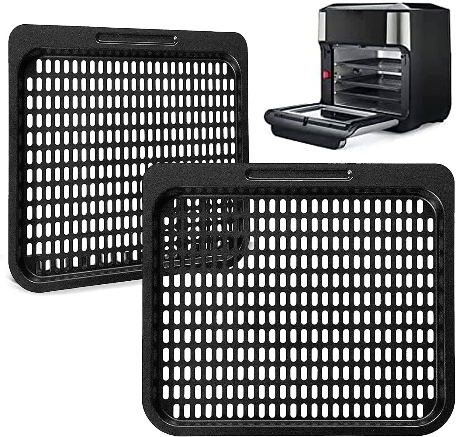 Air Fryer Cooking Tray for Instant Vortex Plus10 Quart, 2 PCS Food Grade Nonstick Replacement Rack Parts Grill Pan Crisper Plate for Innsky 10.6Qt CROWNFUL 10.6Qt Air Fryer Oven, Dishwasher Safe