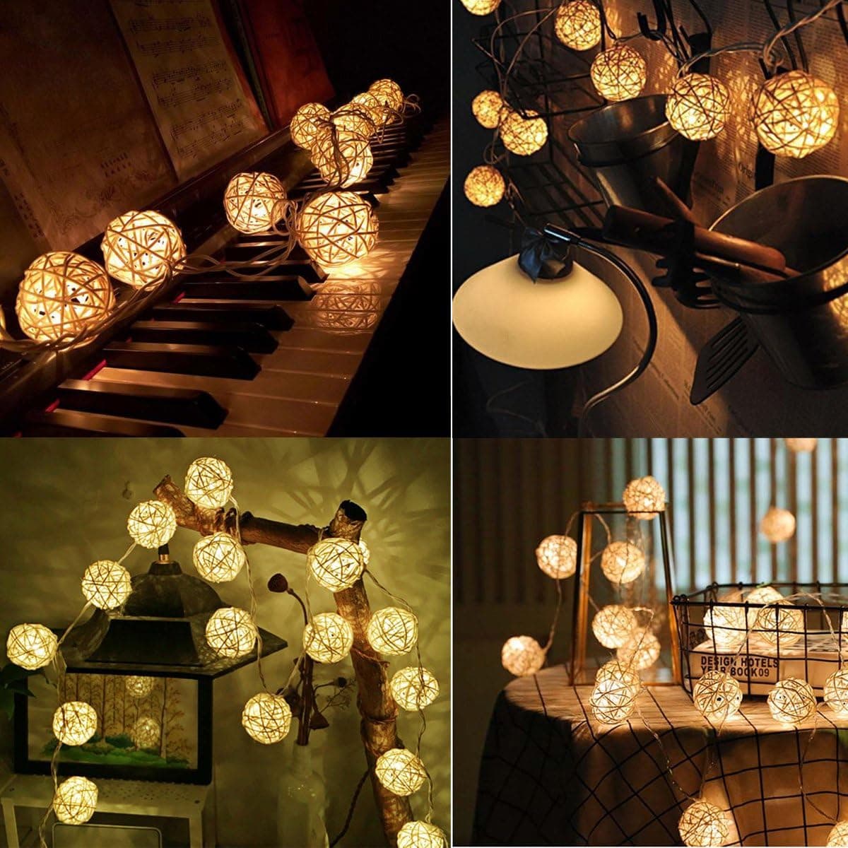 Globe String Lights FOU Battery Operated 8Ft 20 LED Warm White Fairy Light for Indoor,Bedroom,Curtain,Patio,Lawn,Landscape,Fairy