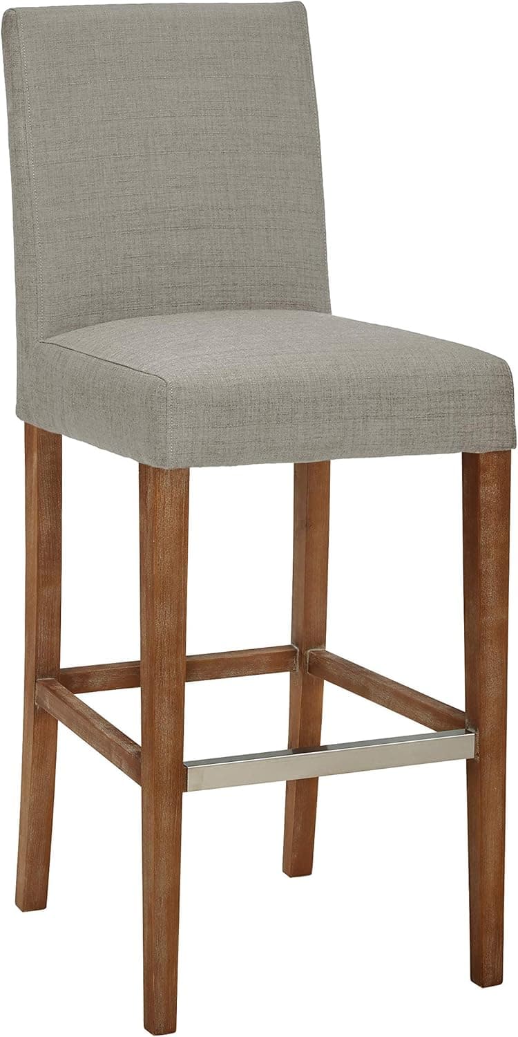 Amazon Brand – Stone & Beam Hartford Modern Denim-Style Fabric Kitchen Counter-Height Bar Stool, 40.5"H, Dove Grey