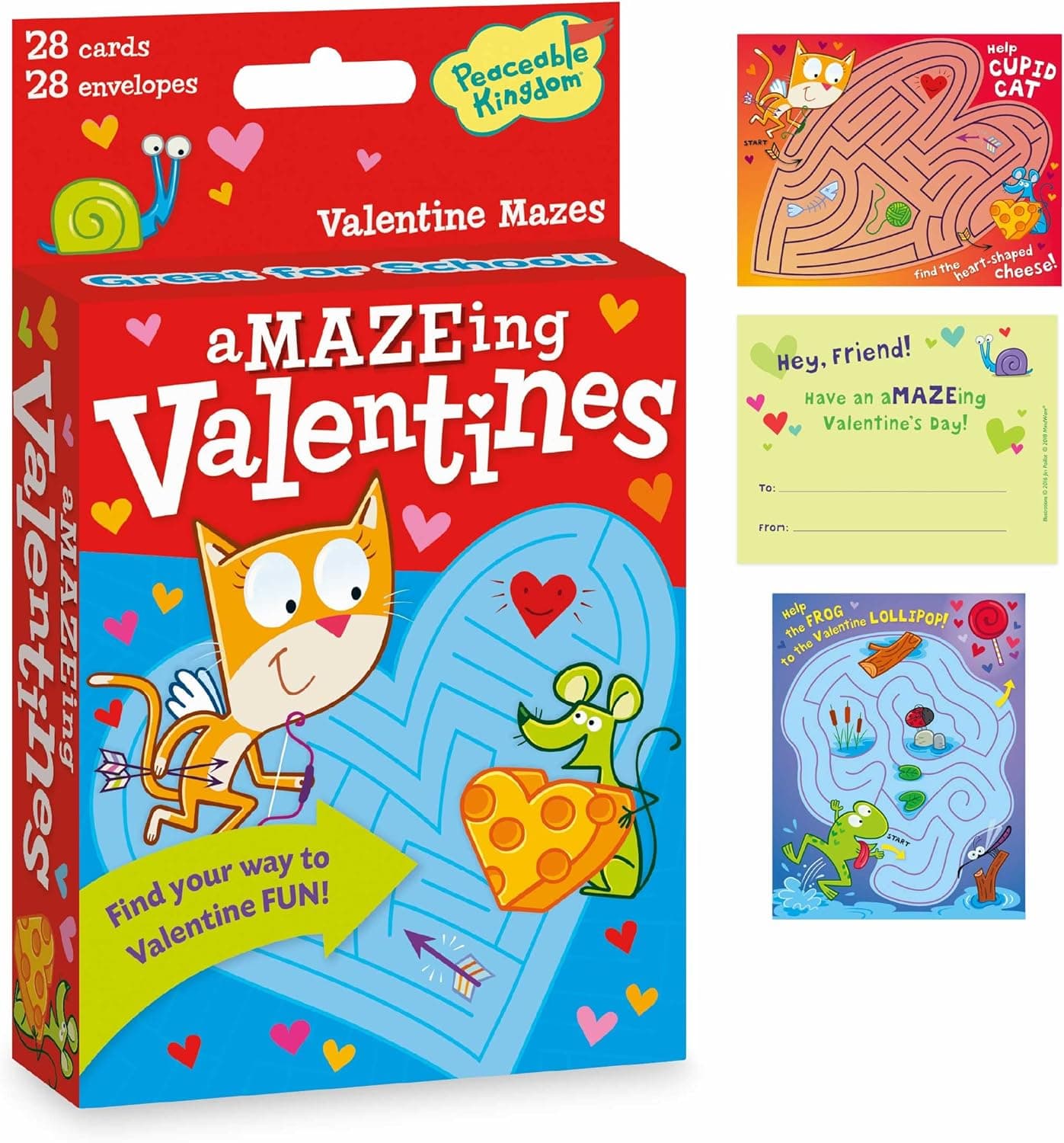 Valentines Day Animal Maze Cards - 28 Valentines Cards for Kids School Classroom Party Favors
