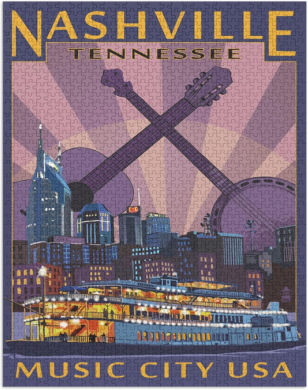 Nashville, Tennesseee, Skyline at Night (1000 Piece Premium Puzzle, Made in USA)
