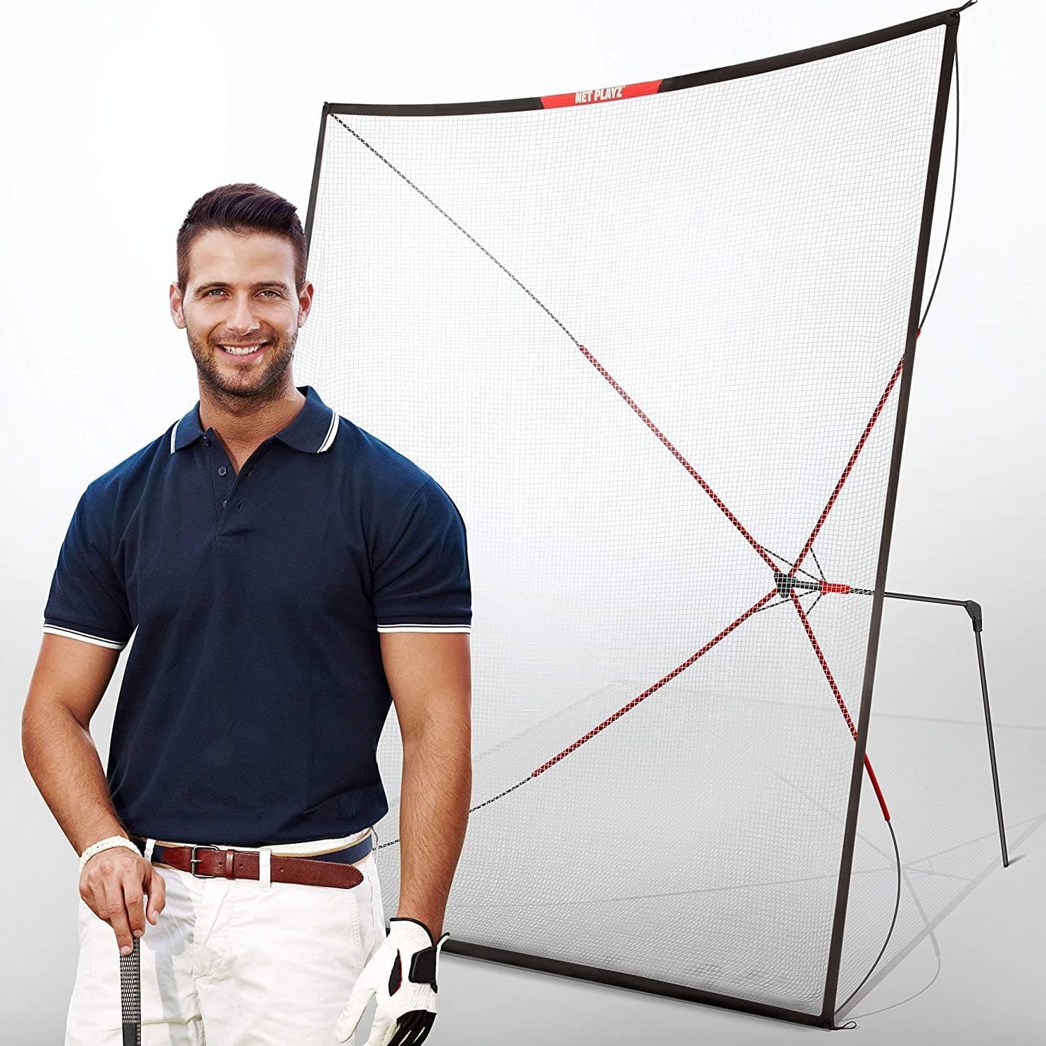 Net Playz Golf Practice Auto Return Net,10Ft x 10Ft, Quick Set-up, Multi-Angle Adjustment, Golf rebound net, Outdoor Training net,Target Panel included