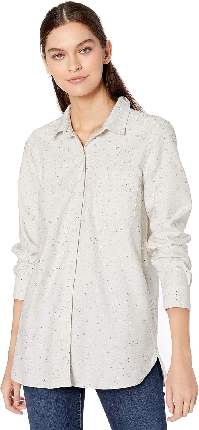 Goodthreads Women's Standard Heavyweight Flannel Long-Sleeve Button-Front Tunic Shirt