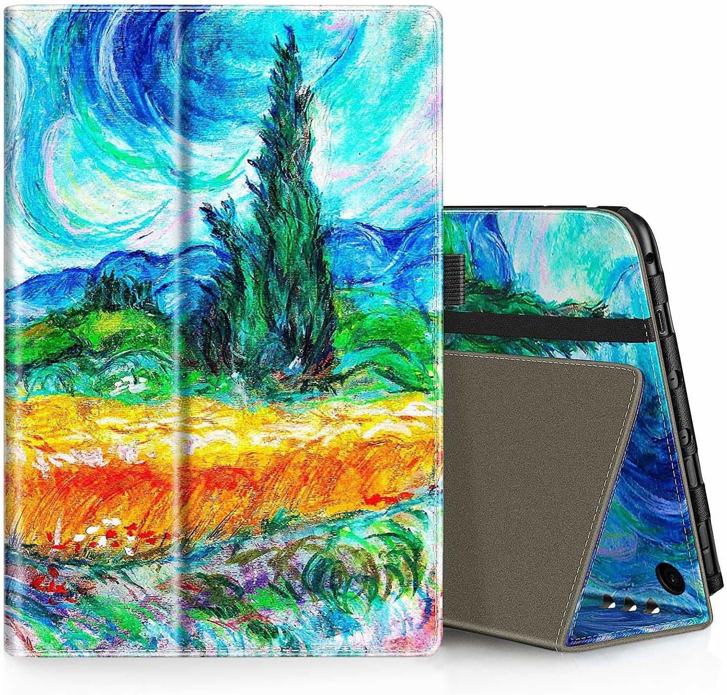 ANNAPRO Case for All-New Kindle Fire HD 10 Tablet (11th Generation 2021 Release) & HD 10 Plus Tablet 10.1" - Slim Folding Stand Folio Cover with Auto Wake/Sleep and Hand Strap, Countryside
