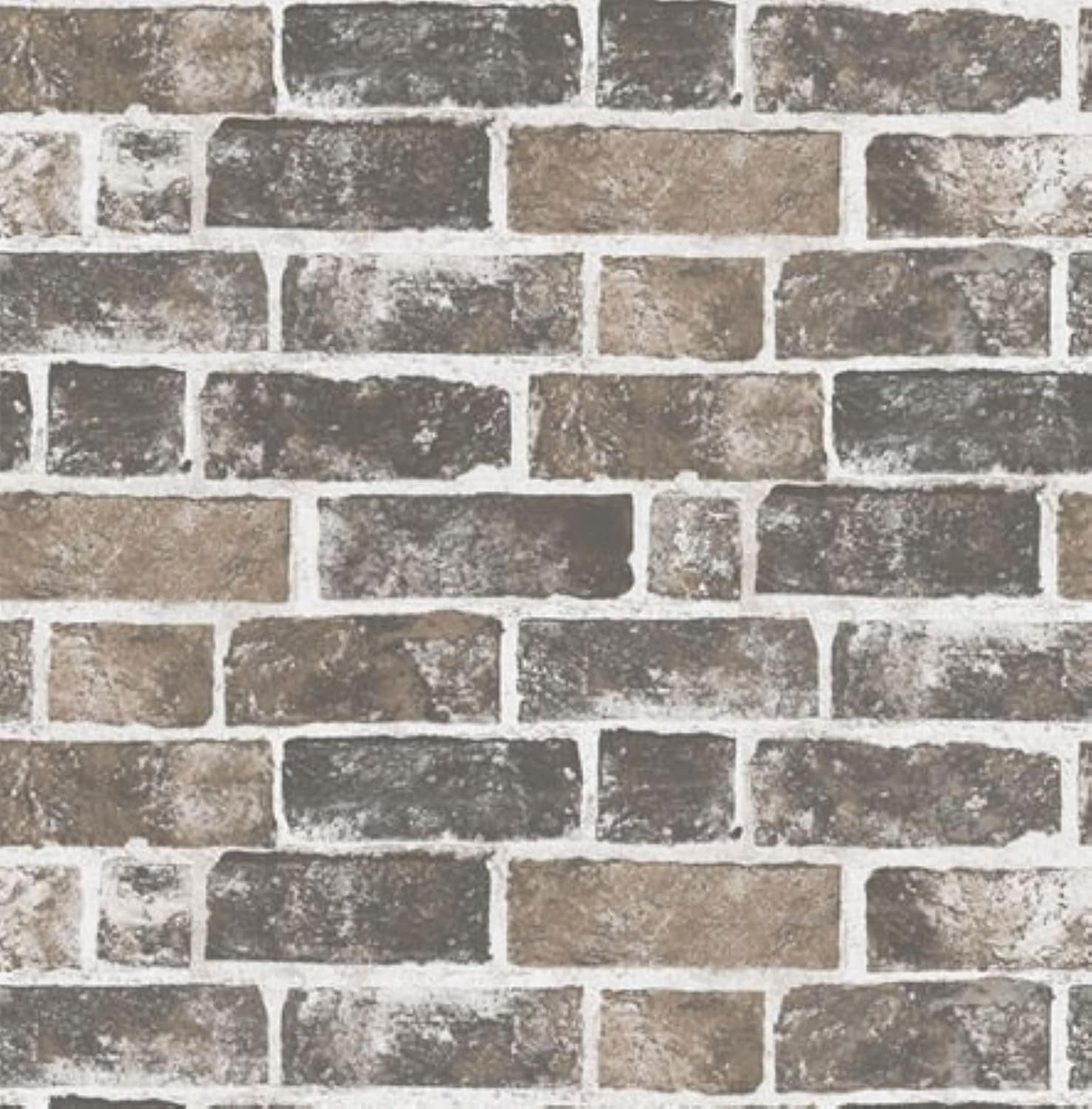 Manhattan Comfort Signature Collection Washed Faux Brown Brick Vinyl Wallpaper, Textured Stone Look Decorative Design, 18 Ft x 27 in