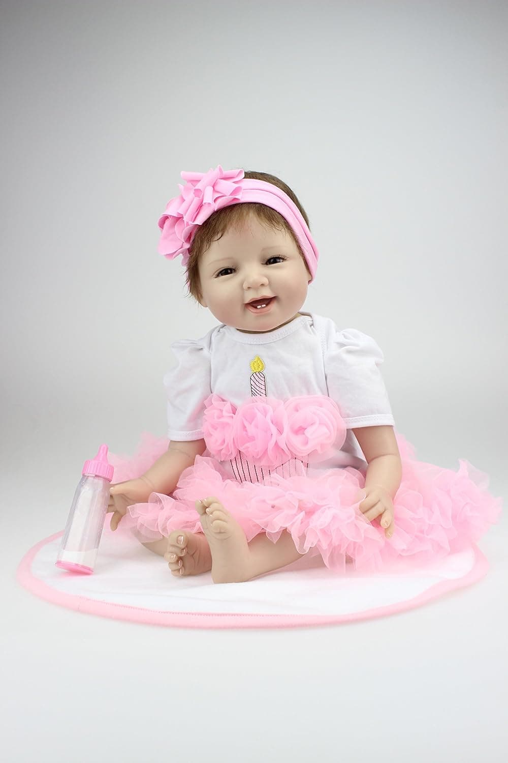 22" 55 CM Handmade Real Looking Realistic Reborn Baby Dolls Newborn Baby Vinyl Silicone Newborn Doll for Birthday Gift Free Pacifier Dummy