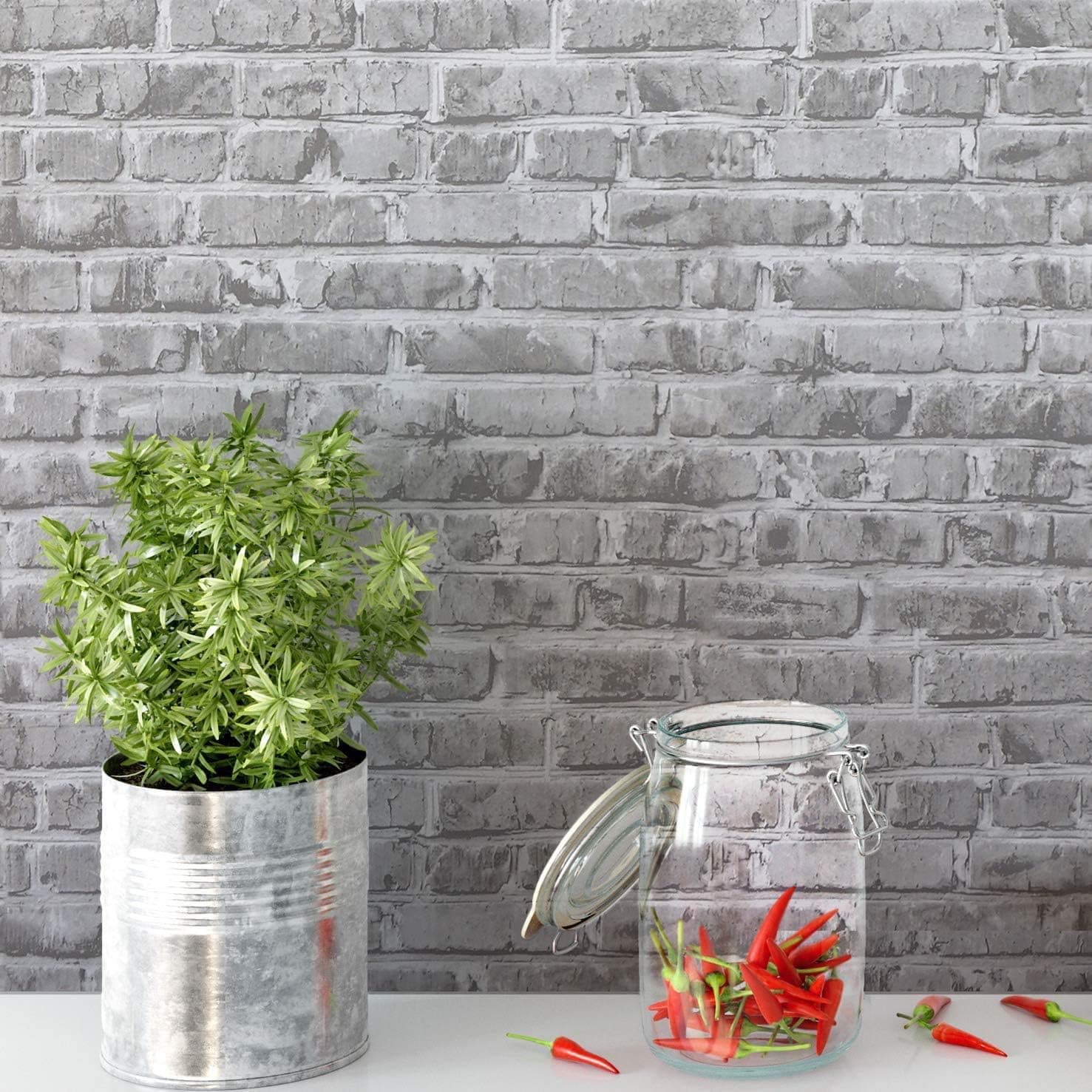 Timeet 17.7" x 472" Grey Brick Wallpaper Peel and Stick Wallpaper Self-Adhesive Wallpaper for Bedroom Living Room Decoration Vinyl Film Roll