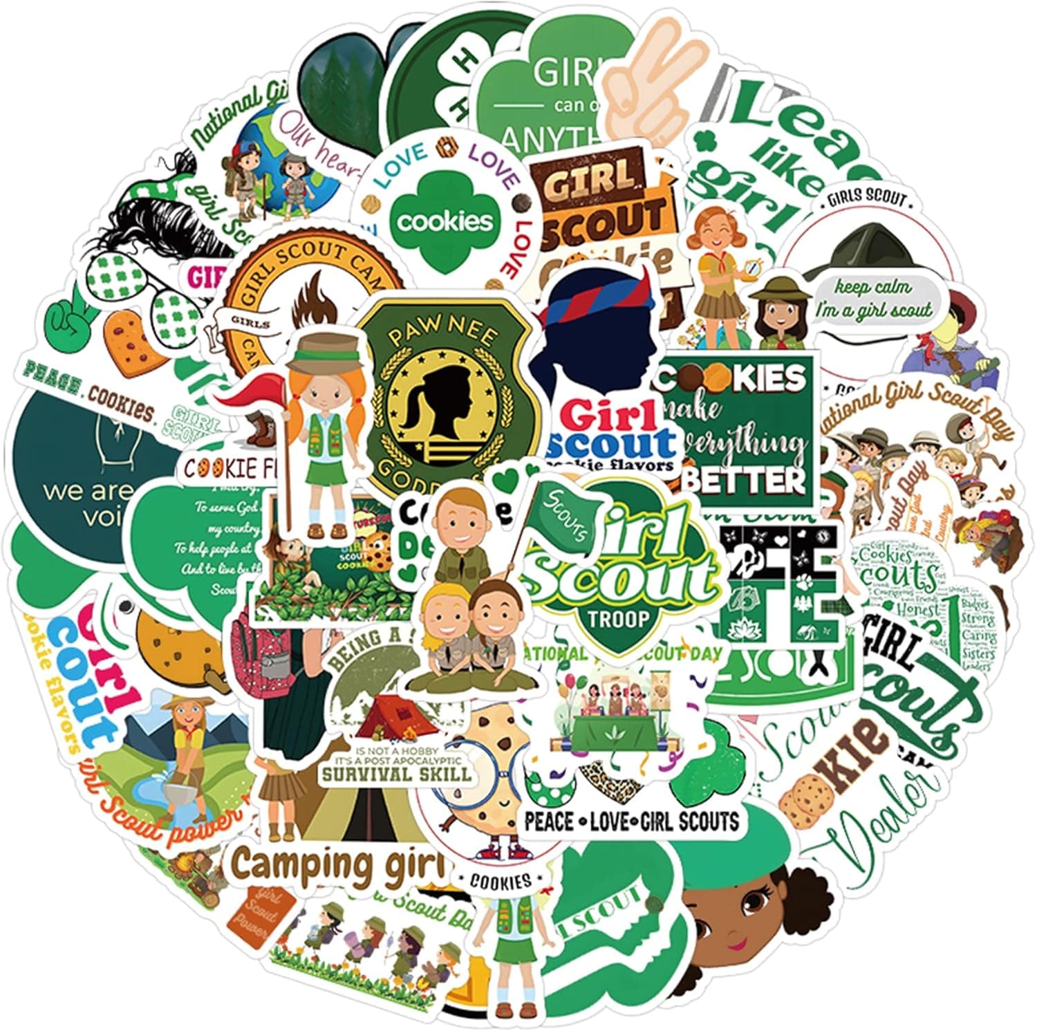 118Pcs Girl Scout Stickers Waterproof PVC Girl Scout Stickers Set Girl Scout Stickers for Water Bottle Bicycle Motorcycle Skateboard Laptop Decals Luggage
