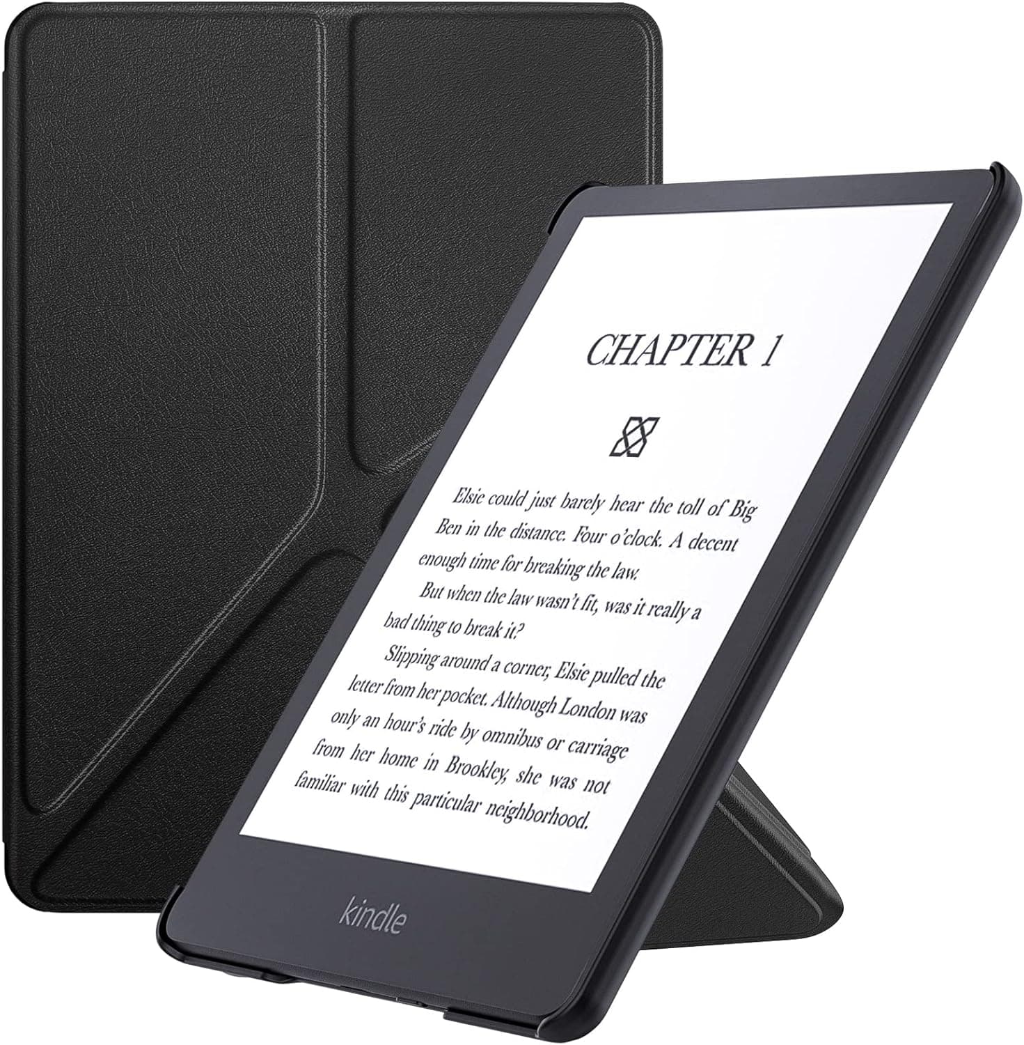 TiMOVO Case for 6.8" Kindle Paperwhite (11th Generation-2021) and Kindle Paperwhite Signature Edition,Standing Origami Cover Shell with Auto Wake/Sleep,Black