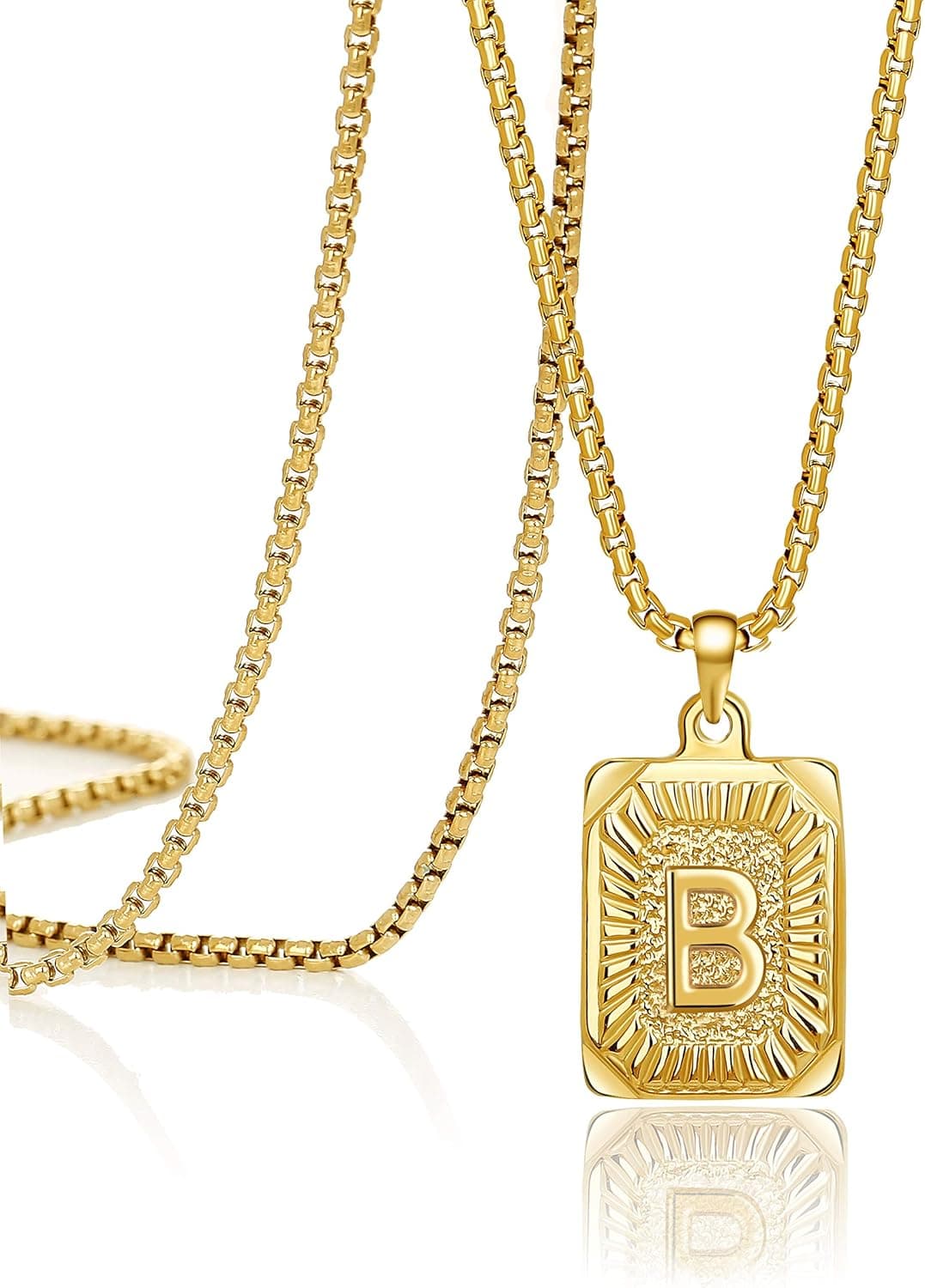 JoycuFF Initial Necklace for Women Gold Pendant Necklaces 16 18 20 22 24 Inches Trendy Handmade Square Stainless Steel Christmas Birthday Jewelry