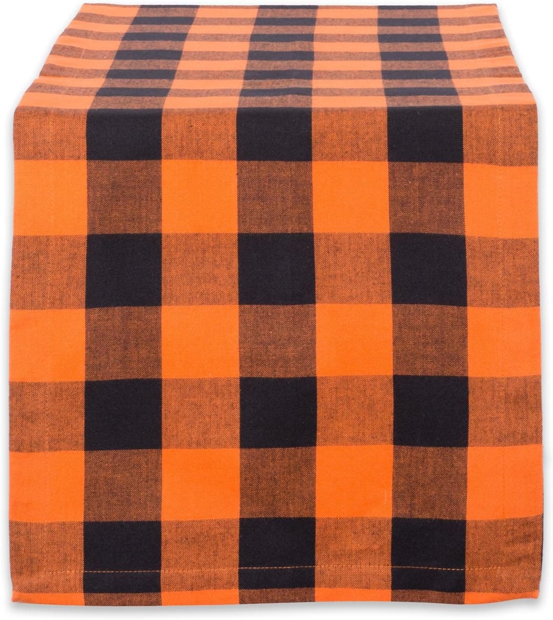 DII Buffalo Check Collection, Classic Farmhouse Table Runner, 14x72, Orange & Black
