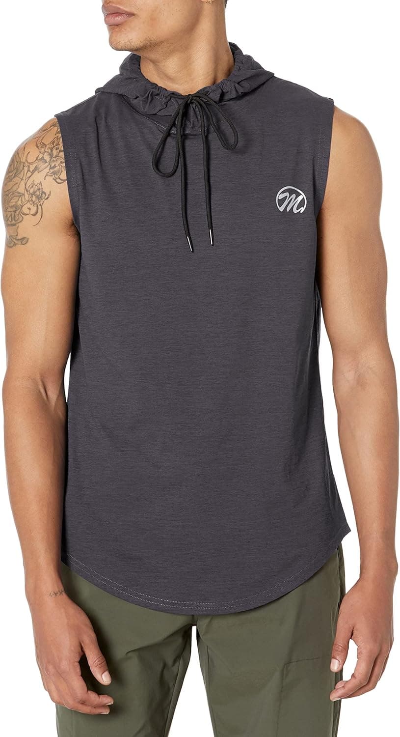 MEETYOO Sleeveless Workout Hoodie Men, Quick Dry Tank Tops Muscle Gym Sports T-Shirts