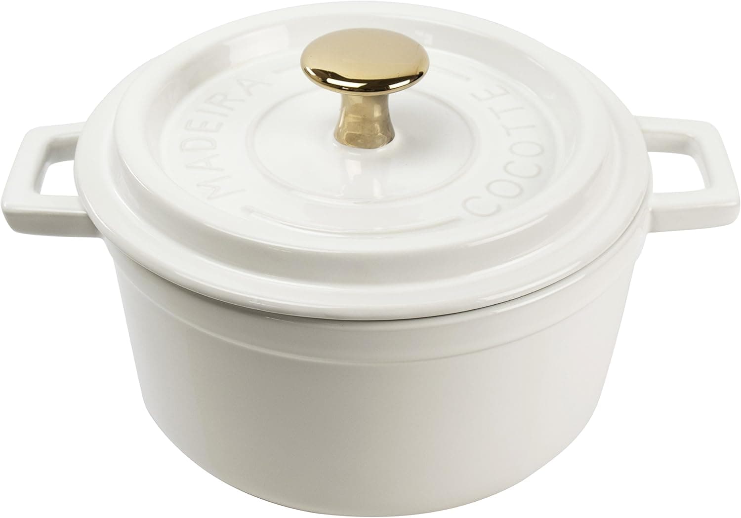 Madeira by Architec Cocotte Lidded Baking Dish, White Ceramic, 3.5 Quart
