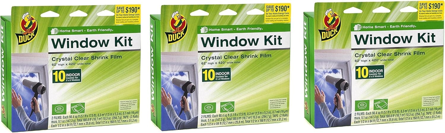 Duck Brand 281506 Indoor 10-Window Shrink Film Insulator Kit, 62-Inch by 420-Inch __3PACK__