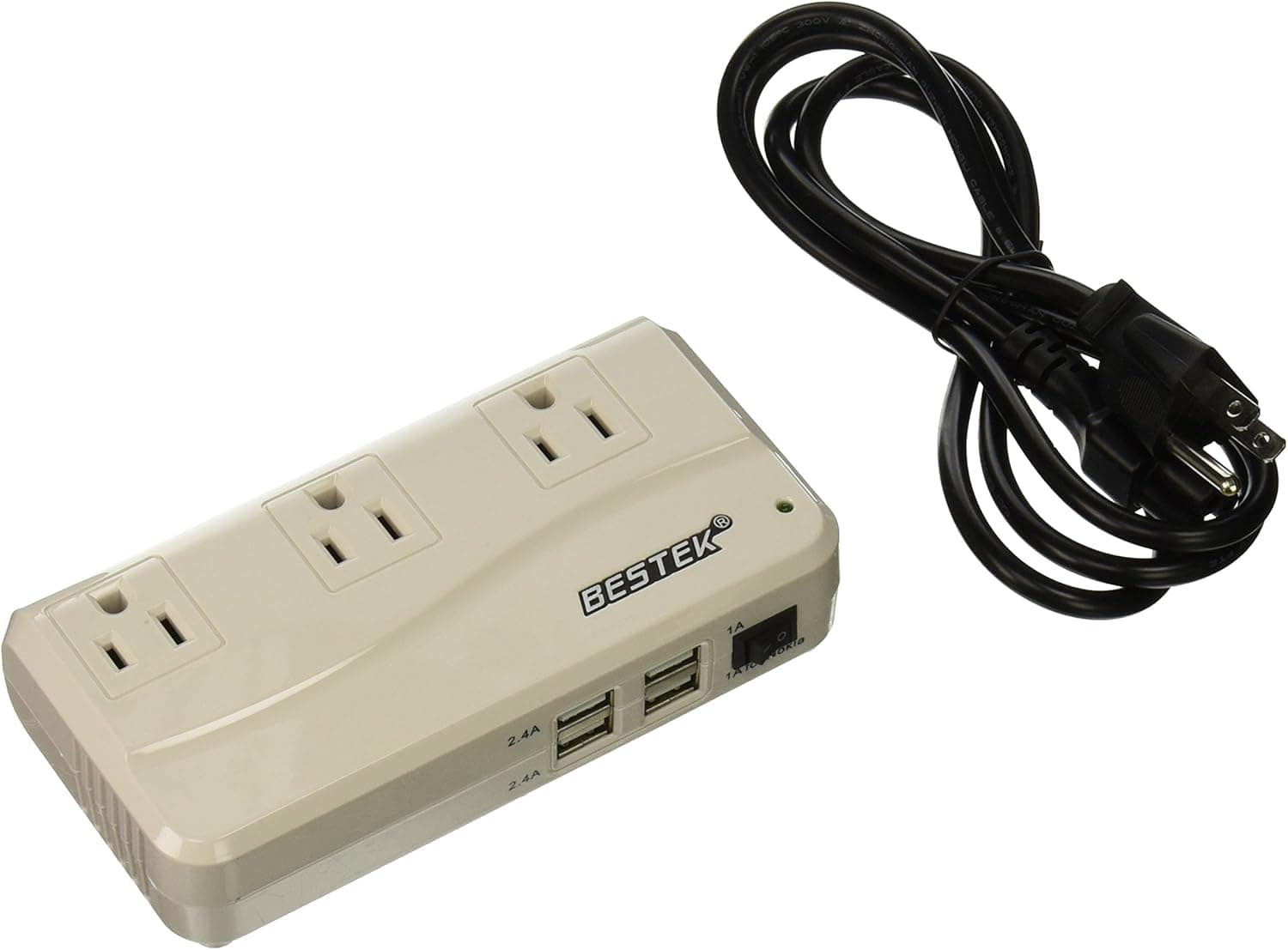 BESTEK Portable 3-Outlet Home/Office Power Strip with 4 USB Charging Ports (5.2A Max)
