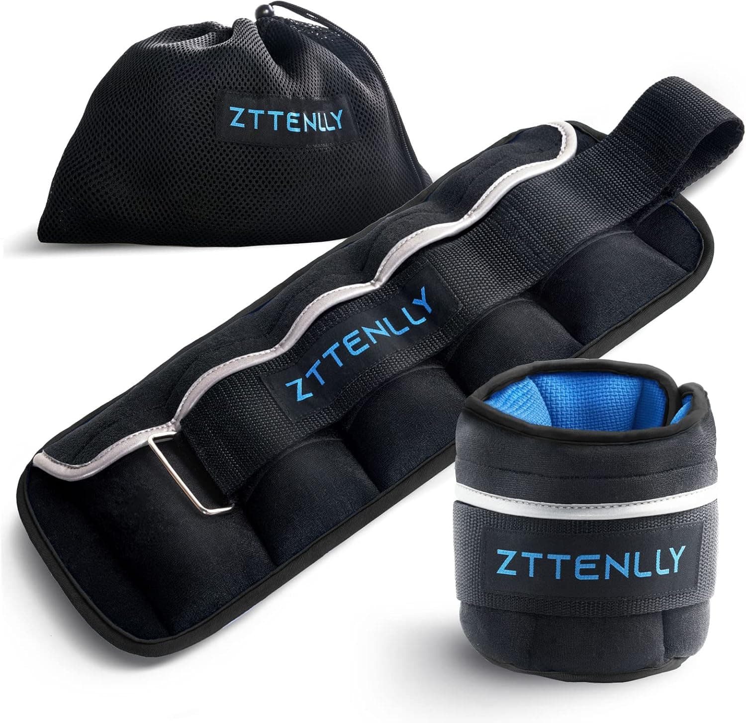 ZTTENLLY Adjustable Ankle Weights 1 To 2/5/10/20 LBS Pair with Carry Bag - Breathable Fabrics, Reflective Trim - Strength Training Leg Wrist Arm Ankle Walking Weights Sets for Women Men Kids…