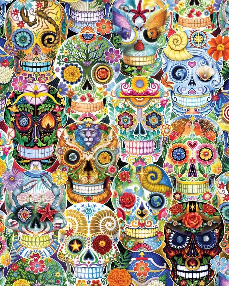 Vermont Christmas Company Day of The Dead (Sugar Skulls) Jigsaw Puzzle 1000 Piece