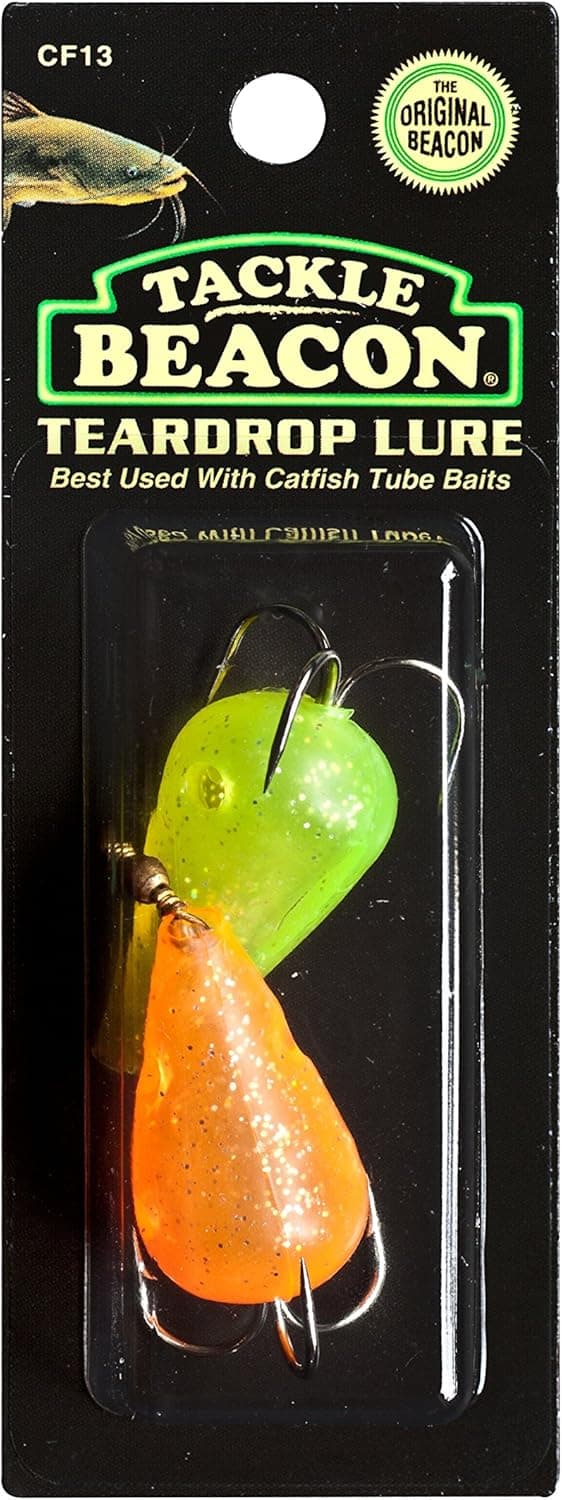 TACKLE BEACON Catfish Teardrop Lure - Chartreuse/Orange - 2 Pack