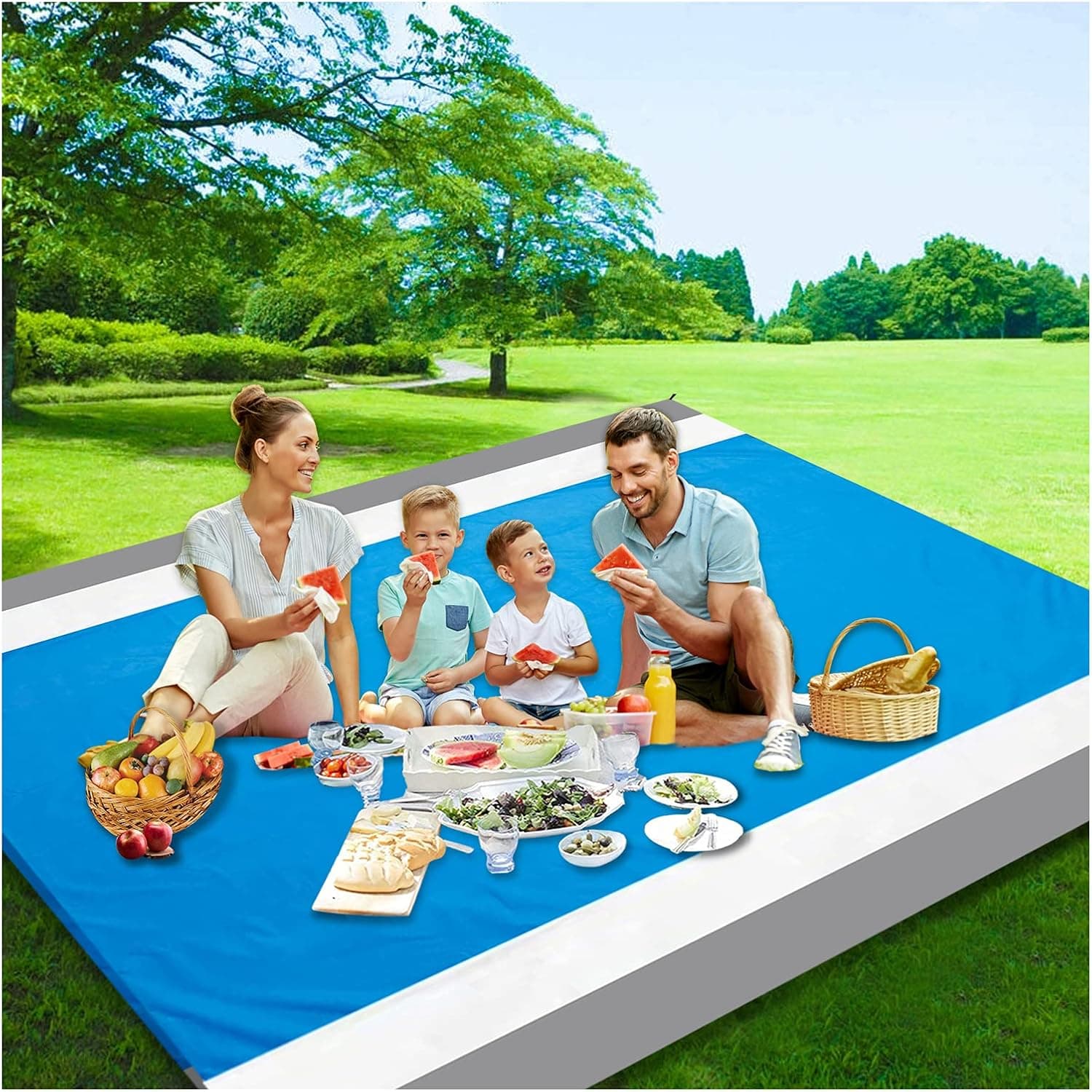 Picnic Blanket, Fozirut 10'×9' Outdoor Picnic Blankets Waterproof Sandproof for 7-10 Adults, Oversized Lightweight Large Beach Mat, Portable Beach Blanket, Sand Free Mat, Picnic Accessories Supply