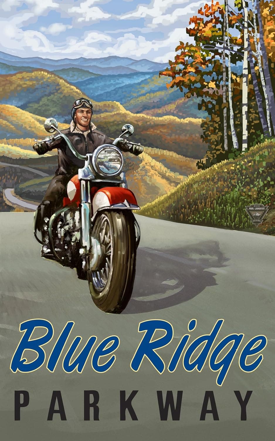 Northwest Art Mall Blue Ridge Parkway Motorcycle North Carolina Wall Art by Paul A Lanquist, 11 by 17-Inch
