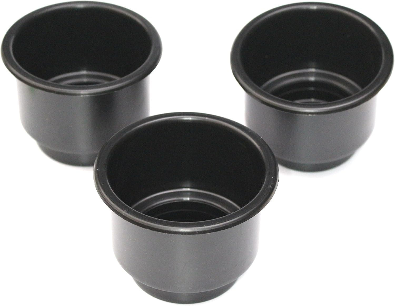JSP Manufacturing 3 5/8 Black Jumbo Cup Boat RV Car Truck Poker Pool Table Sofa Inserts Large Size - 3 Pack (3)