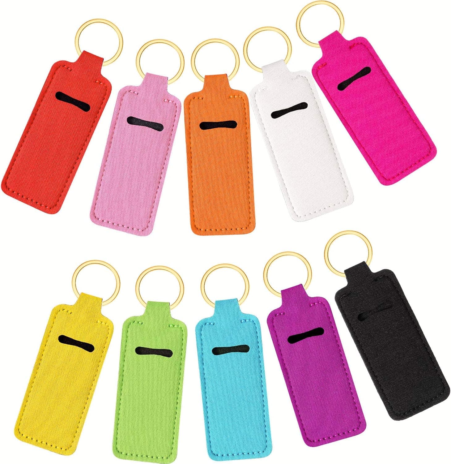 10 Pieces Chapstick Keychain Holder Lip Balm Holder Keychain Clip on Sleeve Colorful Chapstick Pocket Keychain Bag Accessories for Women