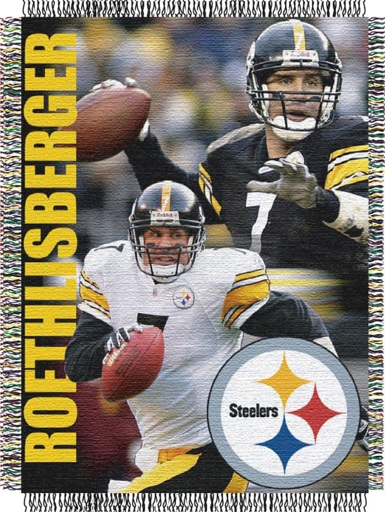Northwest NFL 051 Player Pittsburgh Steelers Ben Roethlisberger Jacquard Woven Blanket
