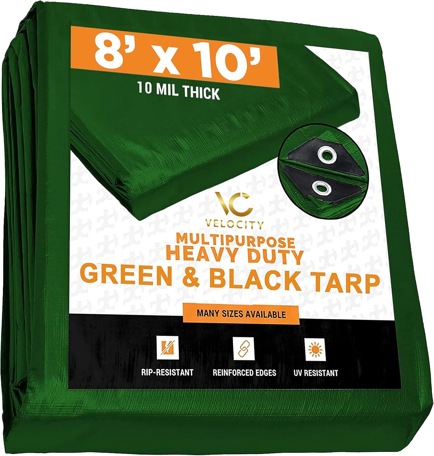 Premium Canvas Tarps Heavy Duty Waterproof Excellent Tarpaulin Cover with Rust Resistant 8 x 10 Feet Durable and Fade Resistant Grommets Cover Canopy Tent Roof for Industrial and Commercial Use,