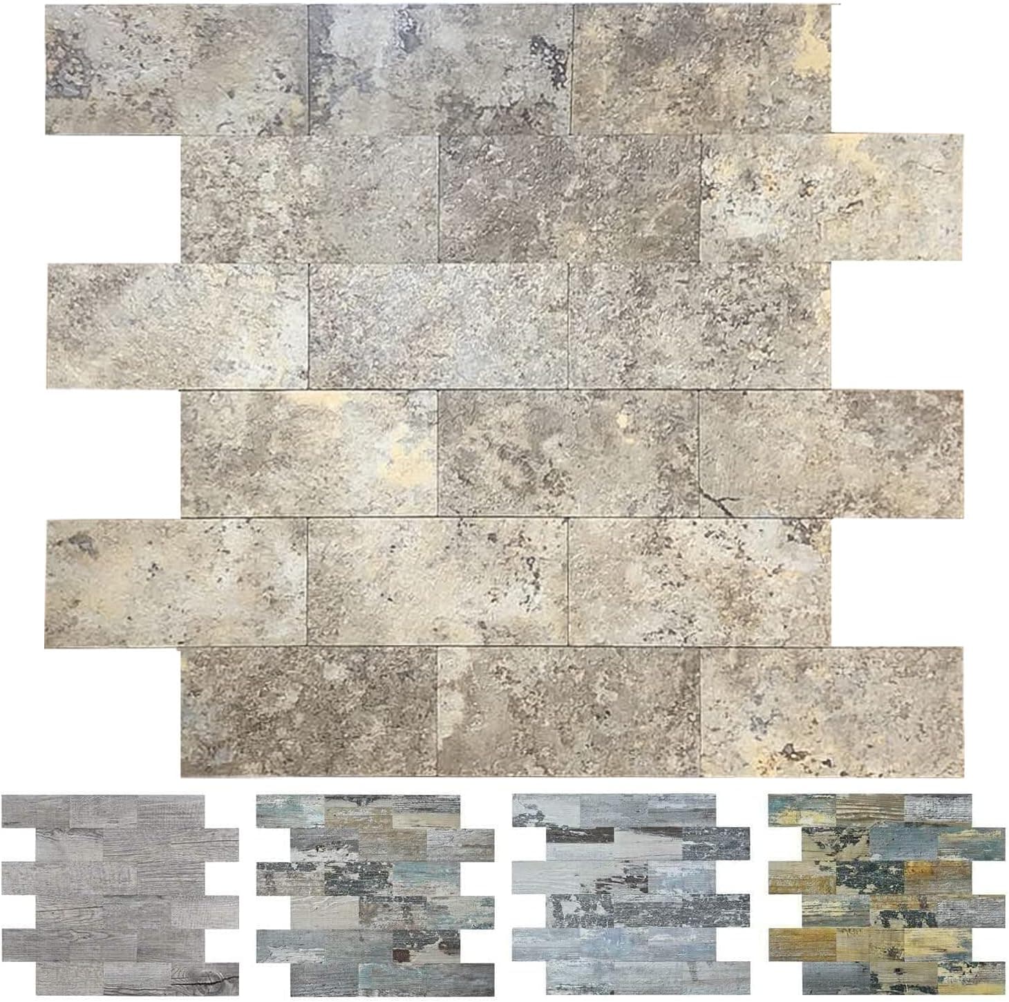 Art3d 10-Sheet Faux Stone Backsplash Tile Peel and Stick for Kitchen, 11.8"x11.8"x0.16", Ecru Slate