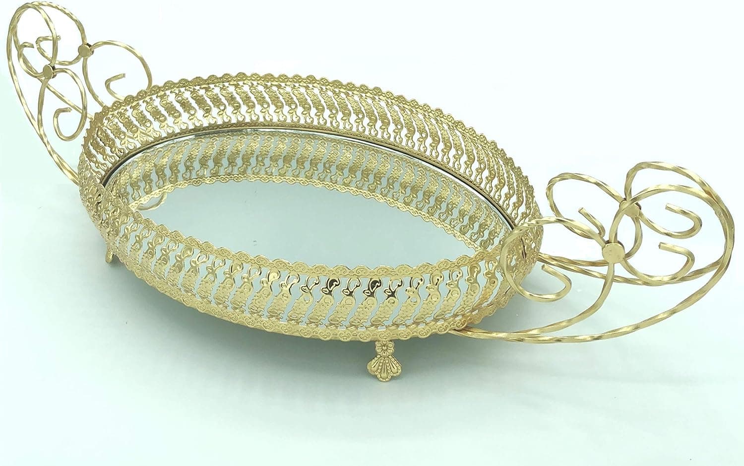 Decorative Gold Centerpiece - with Mirror for Coffee Table, Table Home Decor, Weddings, Living Room 121LaDeco