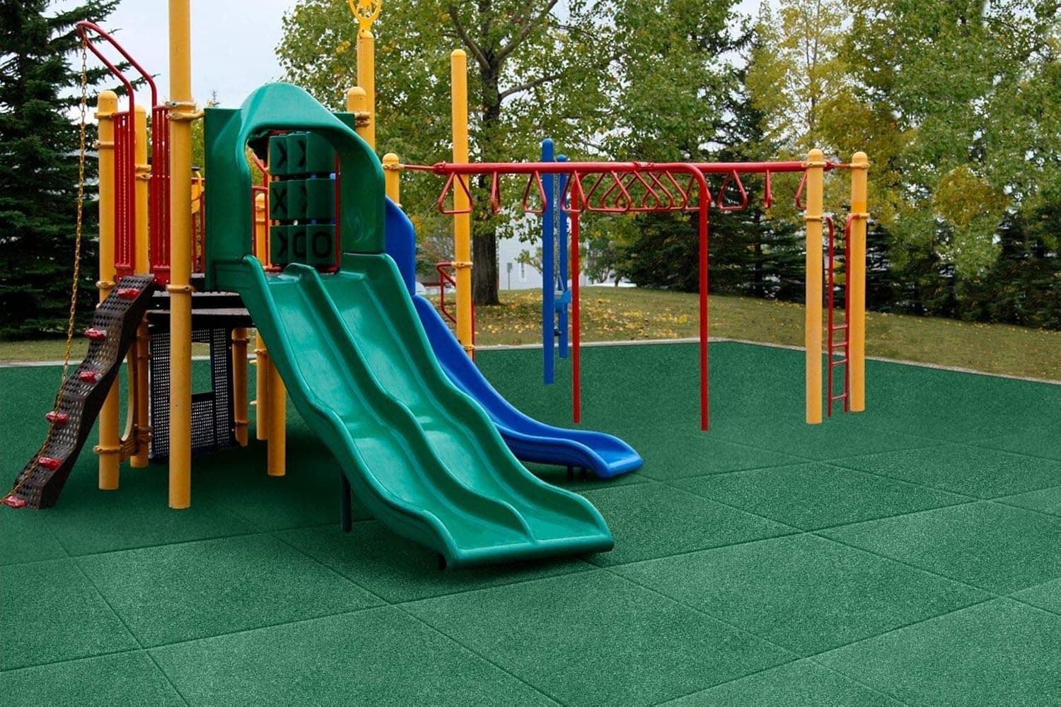 Playsafer Rubber Playground Tiles - 1" Thick Interlocking Safety Flooring for Backyards, Play Areas and Outdoor Exercise Areas - 20" X 20" - UP to A 4’ Fall Protection