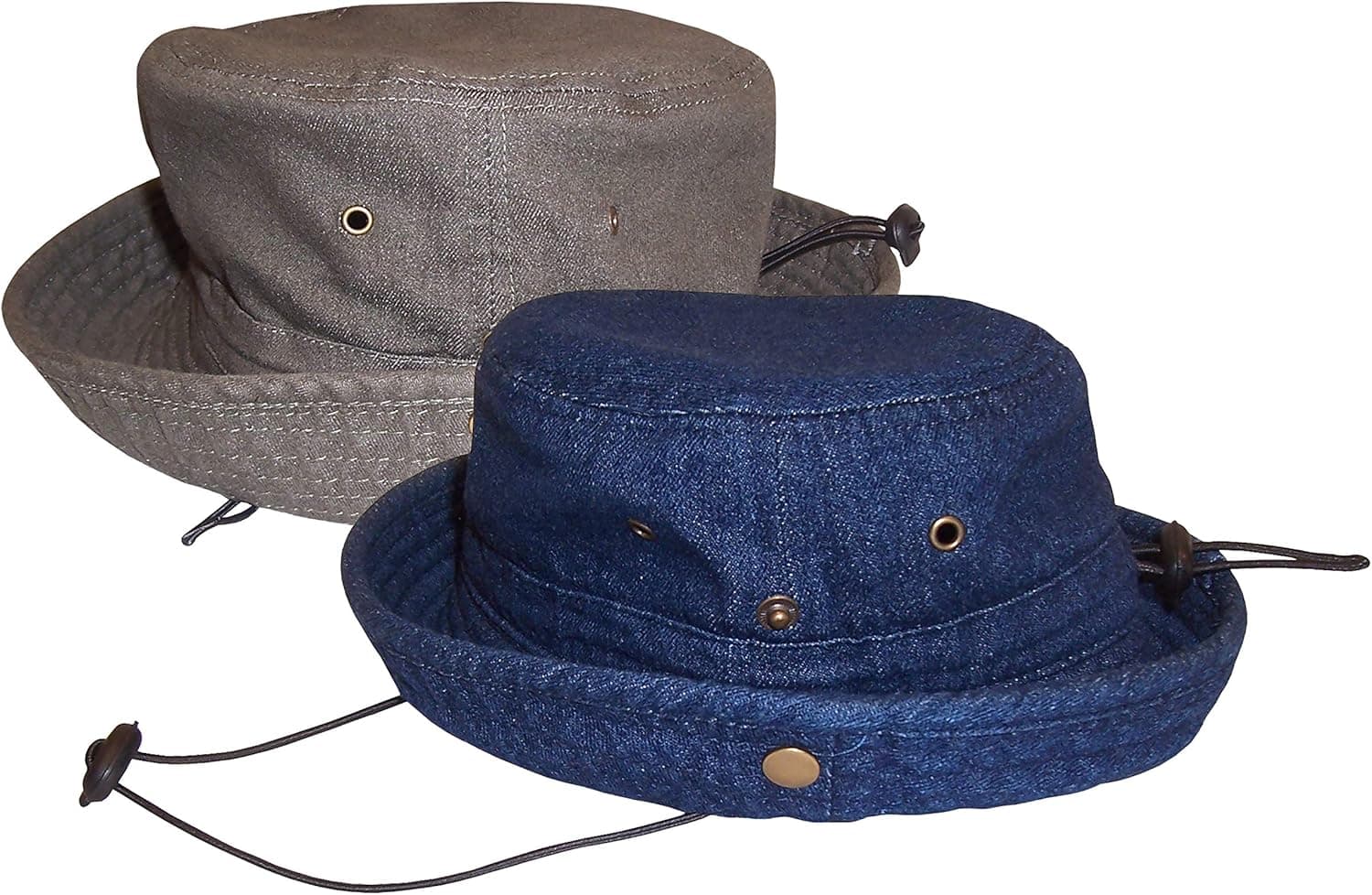 N'Ice Caps Kids 2 Pack Distressed Denim Cotton Adjustable Bucket Sun Hat