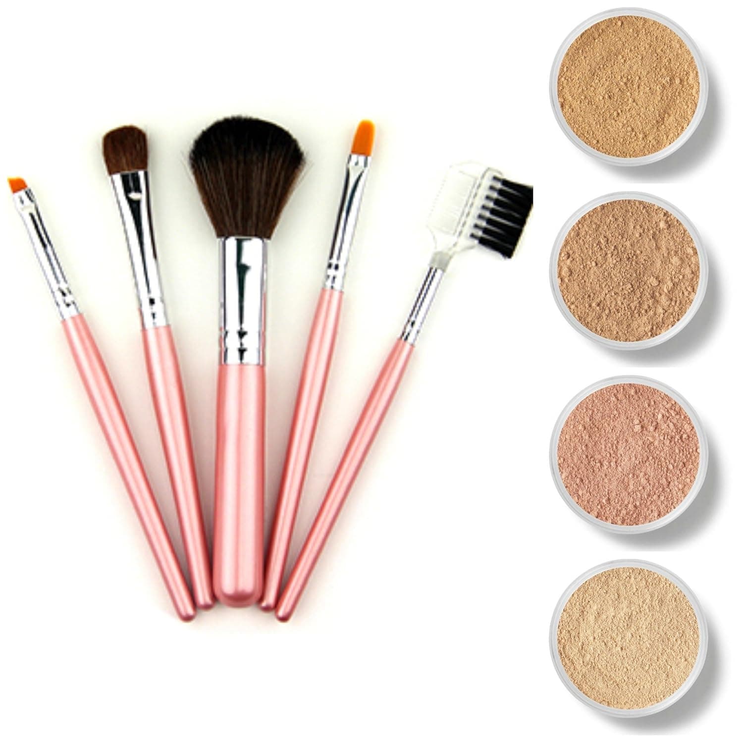 TRY ME KIT w/MINI BRUSH SET (LIGHT & FAIR 1) Mineral Makeup Sample Size Matte Foundation Bare Skin Powder