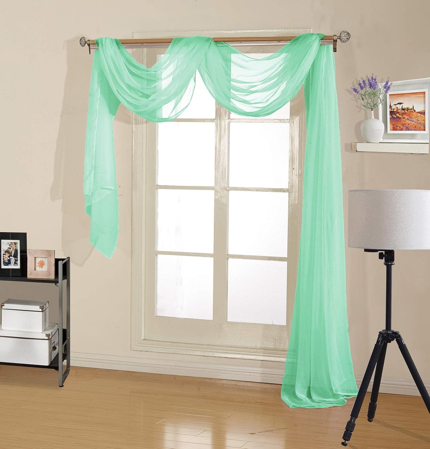 Decotex Premium Quality Sheer Voile Scarf Valance for Home & Event Designs (37" X 216", Mint)