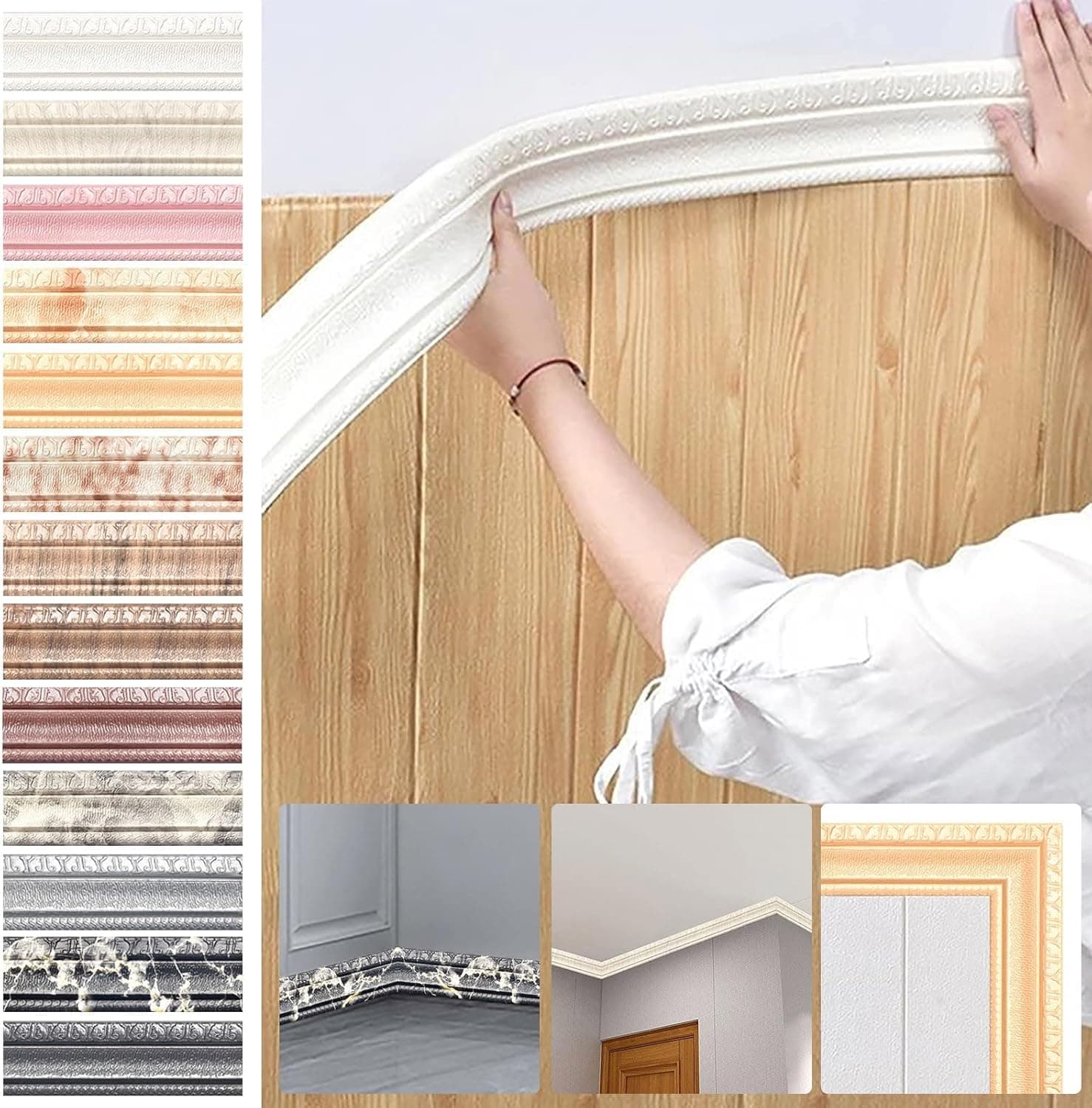 HTDBKDBK Wallpaper Border Self-Adhesive PVC Wall Covering Borders Removable Vinyl Wallpaper Border Peel & Stick Wall Borders Kitchen Bathroom Decor Sticker (A, One Size)