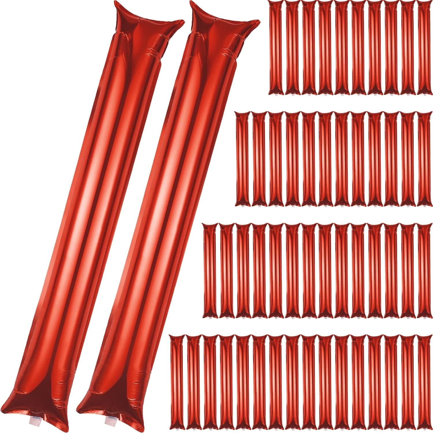 Vinsot 100 Pcs Inflatable Thunder Sticks Cheering Sticks Metallic Foil Plastic Cheerleading Spirit Sticks Noisemaker Toys Team Spirit Boom Sticks for Basketball Football Party Sport School Events