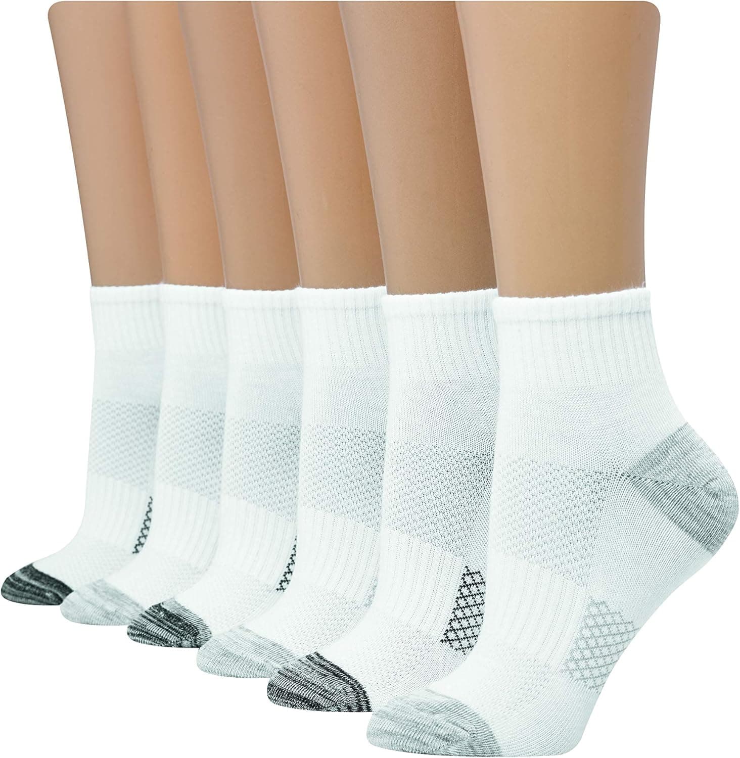 Hanes womens Women's 6-pair Lightweight Breathable Ventilation Ankle Socks
