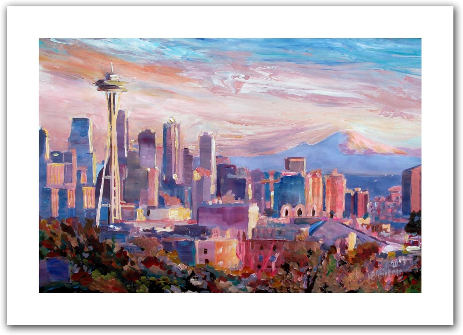 Art Wall 'Seattle Skyline with Space Needle' Unwrapped Canvas Artwork by Markus Bleichner, 16 by 22-Inch