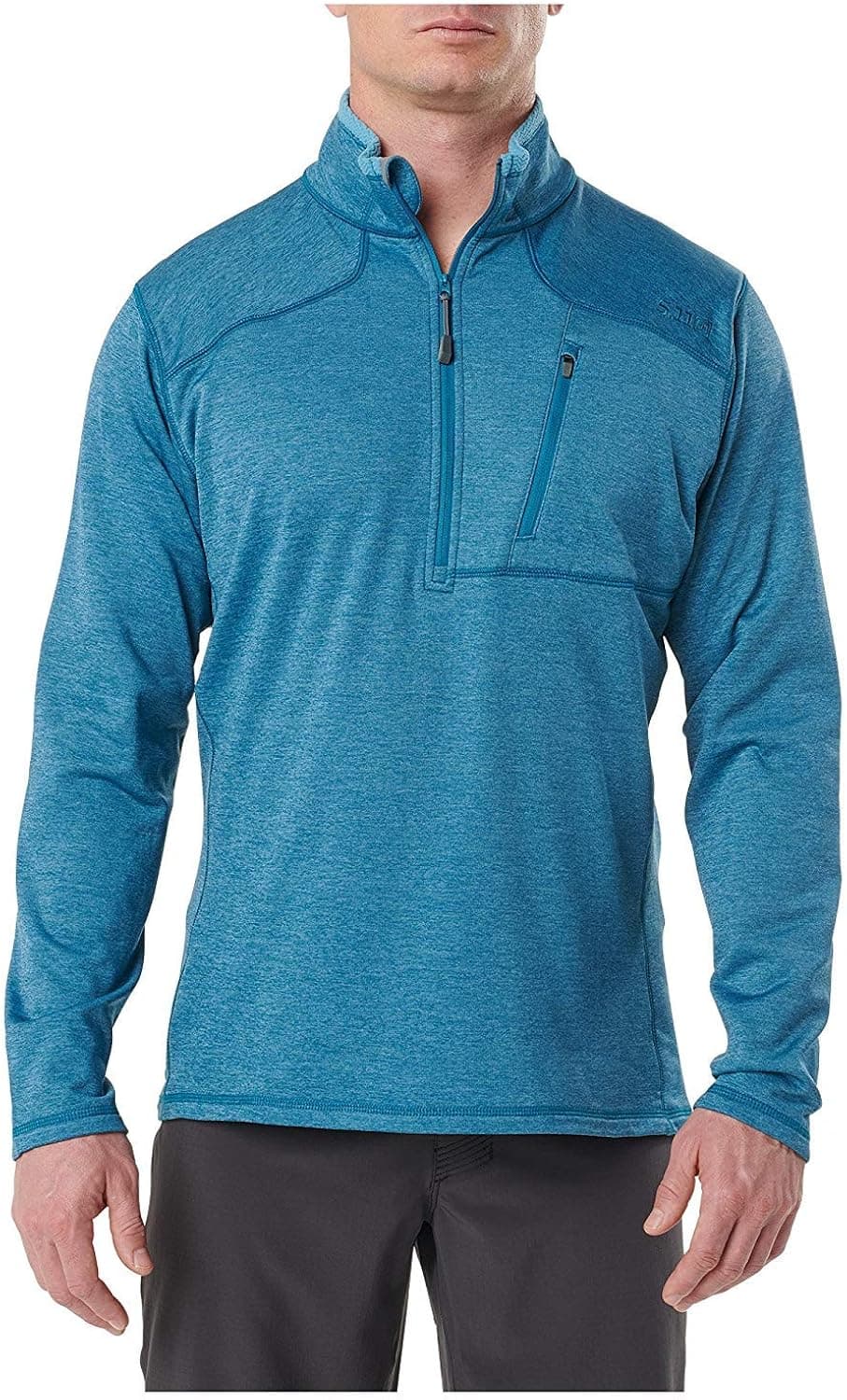 5.11 Tactical Men's Recon Half Zip Polyester Spandex Fleece Long Sleeve Shirt Sweatshirt, Lake Heather, Medium, Style 72054