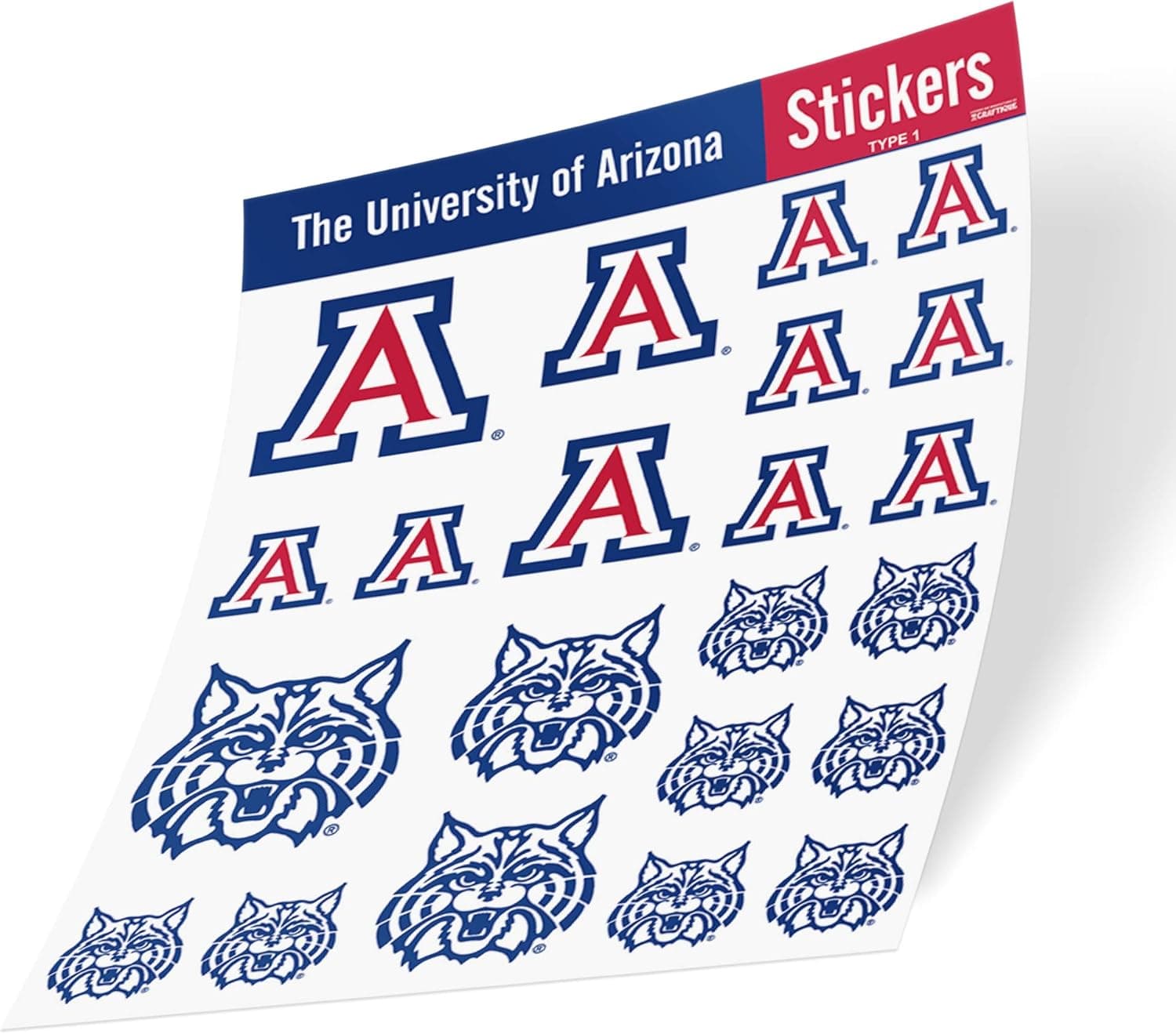 University of Arizona Sticker UA Wildcats Stickers Vinyl Decals Laptop Water Bottle Car Scrapbook T1 (Type 1 - C)