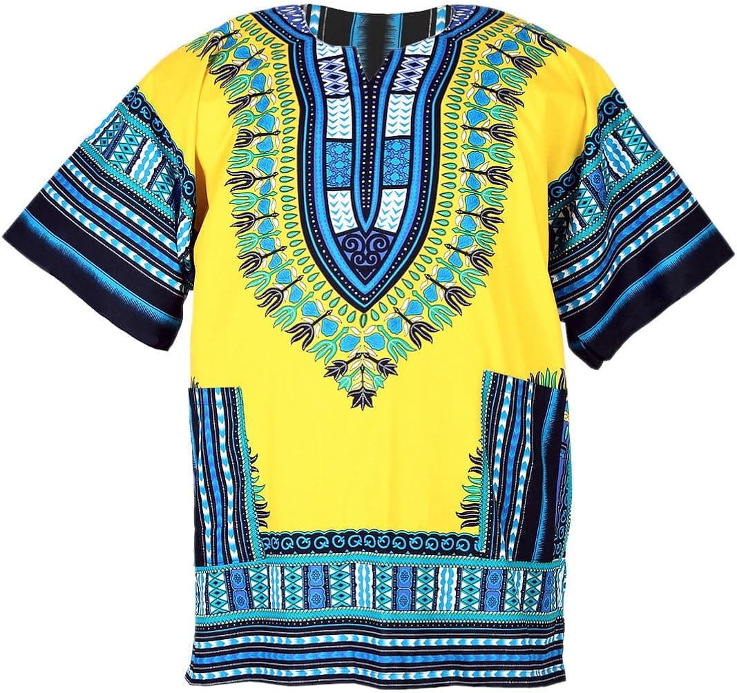 Traditional Thailand Style Dashiki - Available in Several Color Combinations (Yellow)