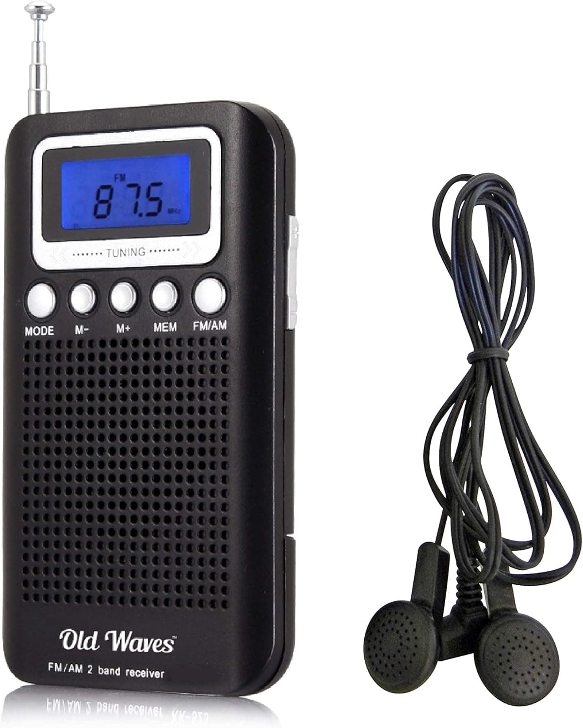 AM FM Portable Digital Radio Head Phones & Alarm Clock. Great Reception, Compact Pocket Radio w Extending Antennae. Uses 2 AAA Batteries. Great for Emergencies, Camping, Power Outage as a Gift