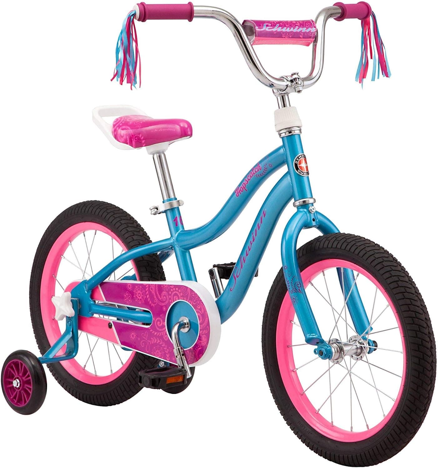 Schwinn Hopscotch & Toggle Kids Bike, Boys and Girls Bicycle, 12-16-Inch Wheels, Removable Training Wheels for 2-4 Year Olds, Handle Handle for Assitance, Easy Tool-Free Assembly